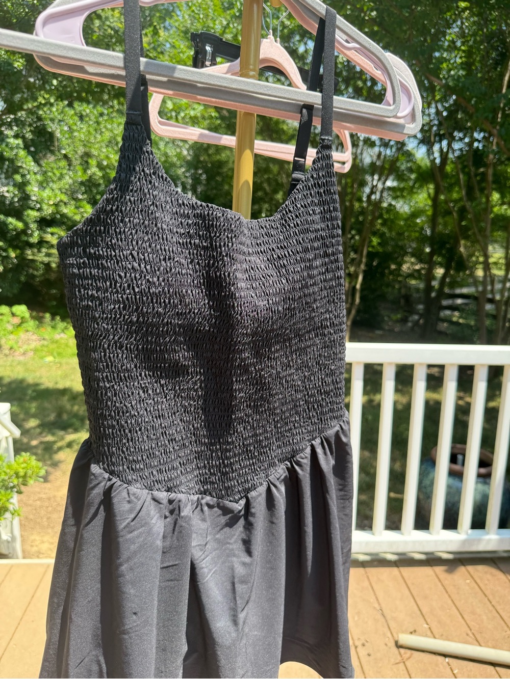 OFFLINE By Aerie Real Me Smocked Flowy Dress Black Built In Shorts - Large NWT